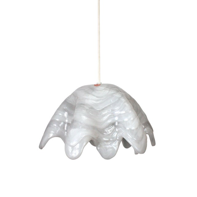 1970s Mid-Century Modern Biomorphic White Resin Pendant Lamp For Sale - Image 5 of 12