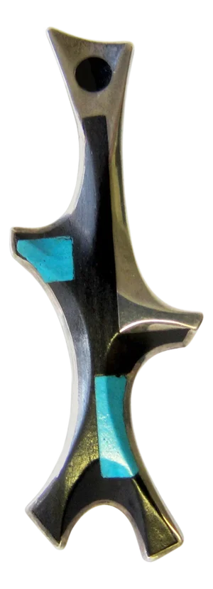James Frappe Sterling Silver Turquoise American Modernist Brooch