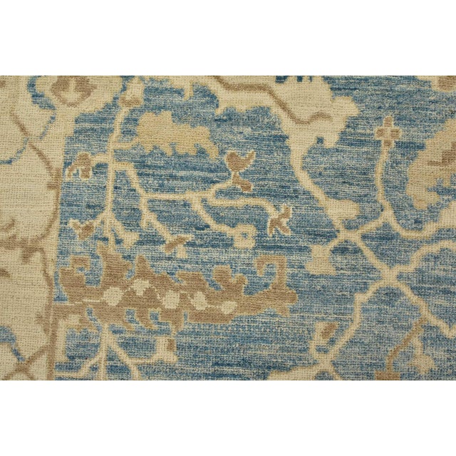 Oushak Rug 5’11” X 8’11” Blue Wool Traditional Hand-Knotted Oriental Carpet For Sale - Image 10 of 14