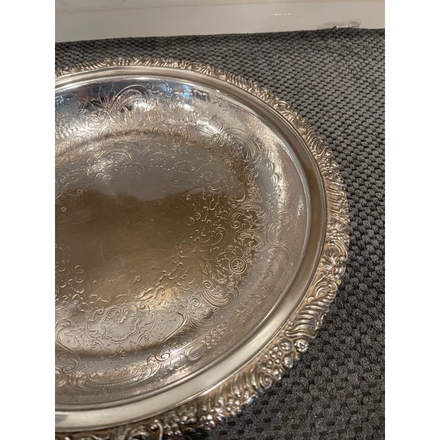 Barker Brothers & Cie Vintage Silverplate English Embossed Serving Bowl For Sale - Image 4 of 7