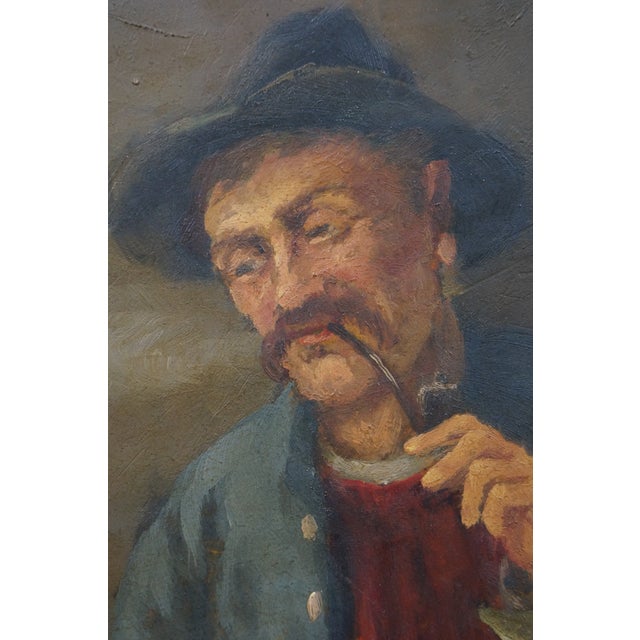 Antique Flemish Tavern Scene Oil Painting on Board Signed After David Teniers For Sale - Image 4 of 12