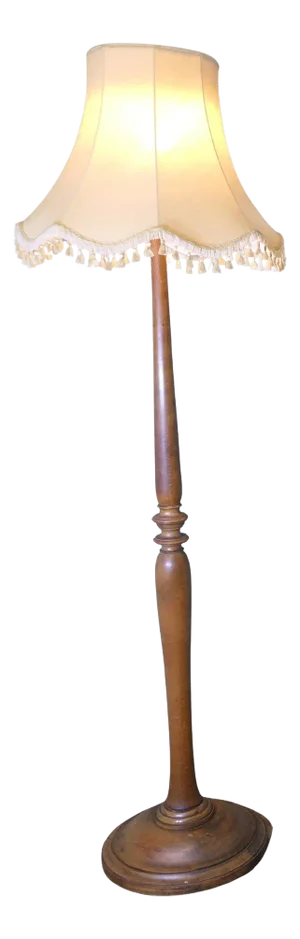 Tall Turned Beech Floor Lamp, 1930