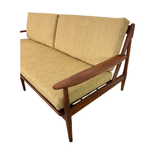 Wood Mid-Century Modern Walnut Sofa & Arm Chair - Refinished! For Sale - Image 7 of 15