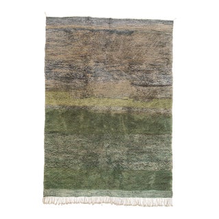 Ombre Landscape Hand-Knotted Moroccan Wool Rug | 11'6" X 7'11" | One of a Kind For Sale