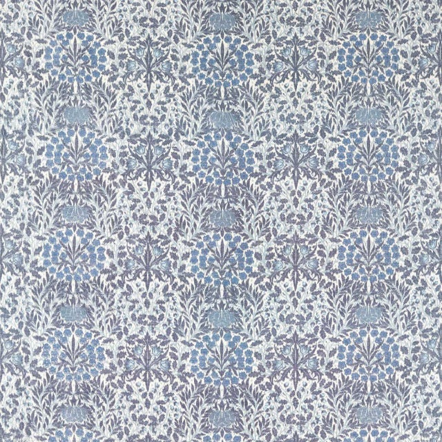 Morris & Co. Daisy & Oak Warp Print Fabric in Indigo - a sample For Sale