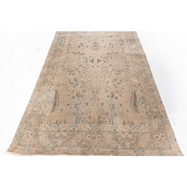 Gold 20th Century Persian Tabriz Gold Beige and Azure Handmade Wool Rug For Sale - Image 8 of 8