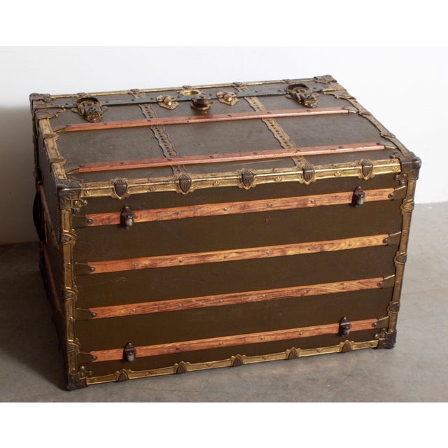 Antique New Atlas Canvas Brass Trimmed Steamer Trunk Chairish