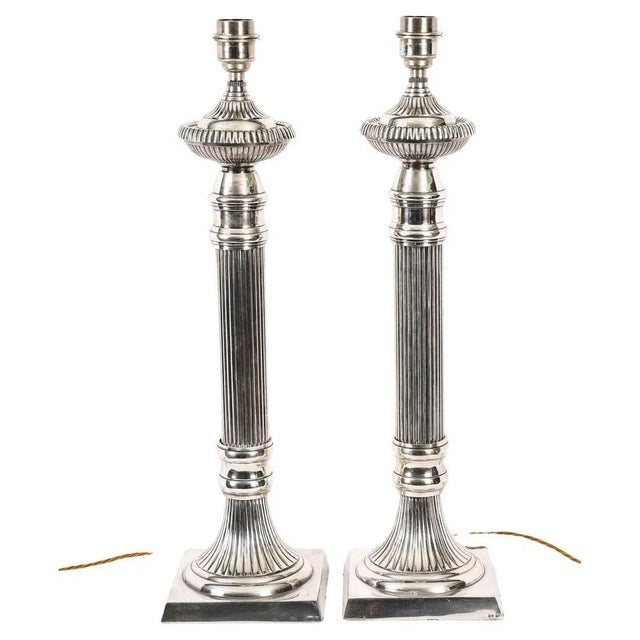 Art Deco Monumental Silver Plated Table Lamps, 1930s, Set of 2 For Sale - Image 13 of 13