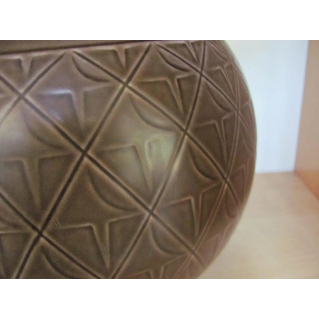 Mid-Century Modern Royal Copenhagen Round Vase Mid 20th Century Brown 9" Diameter For Sale - Image 3 of 10