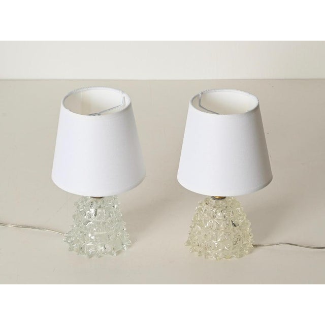 Murano Rostrato Glass and Brass Table Lamps by Barovier, Italy, 1940s, Set of 2 For Sale - Image 4 of 18