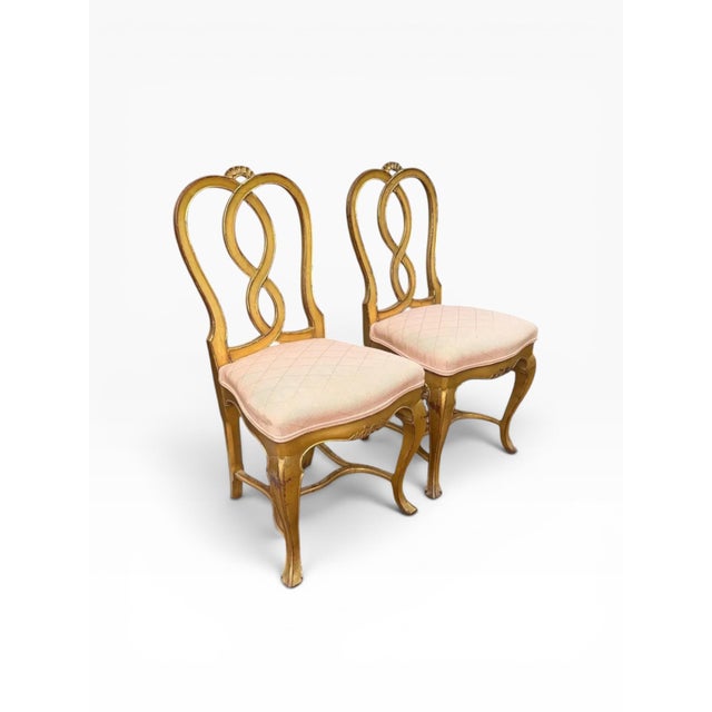 Wood Late 20th Century Pair of Gilded Hollywood Regency Side Chairs in the Style of Rose Tarlow For Sale - Image 7 of 18