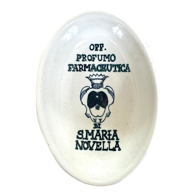 Vintage Italian Terracotta Glazed S. Maria Novella Vide Poche For Sale