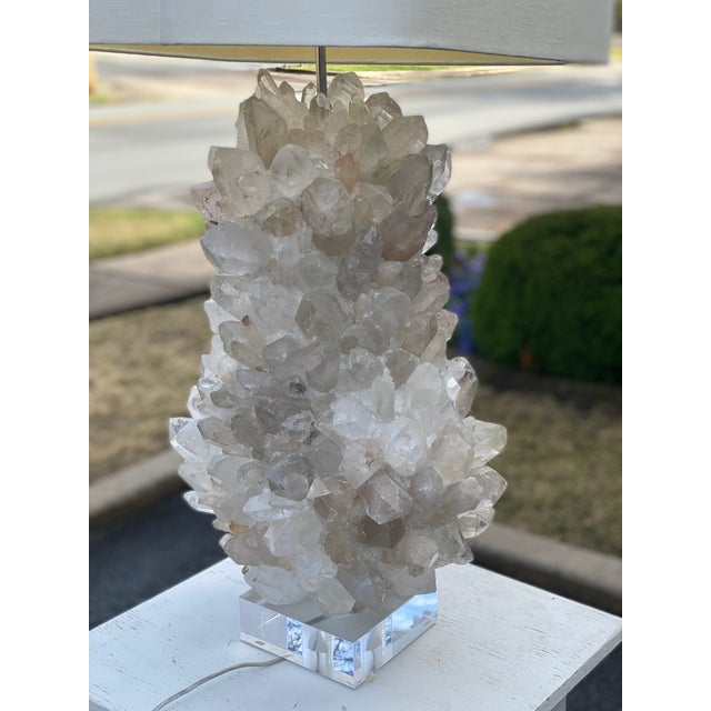 Transparent Large Quartz Crystal Table Lamp For Sale - Image 8 of 11