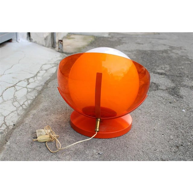 1960s Pop Art Orange White Ball Table Lamp from Guzzini, 1960s For Sale - Image 5 of 10