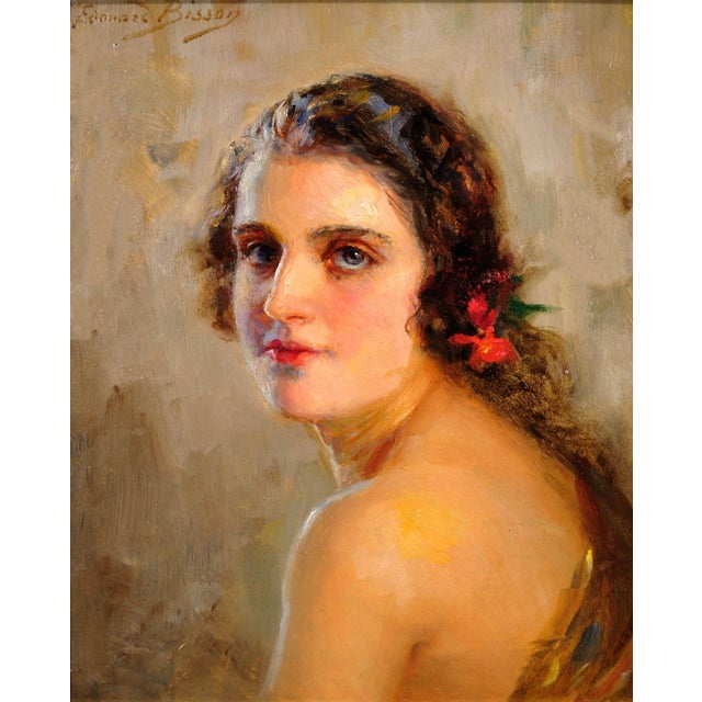 Edouard bisson. french ( b.1856 - d.1939 ). la rémanence (the afterglow). oil on board. signed upper left. image size 9.8...