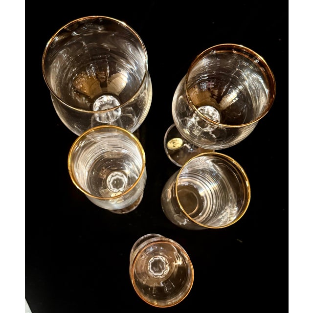 Bohemia Mid 20th Century Bohemian Geneva Set of Crystal Gold Trimmed Barware - 21 pcs For Sale - Image 4 of 12