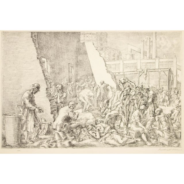 An excellent First Edition period black and white offset lithograph (print) after etching "The Jungle" by American artist...