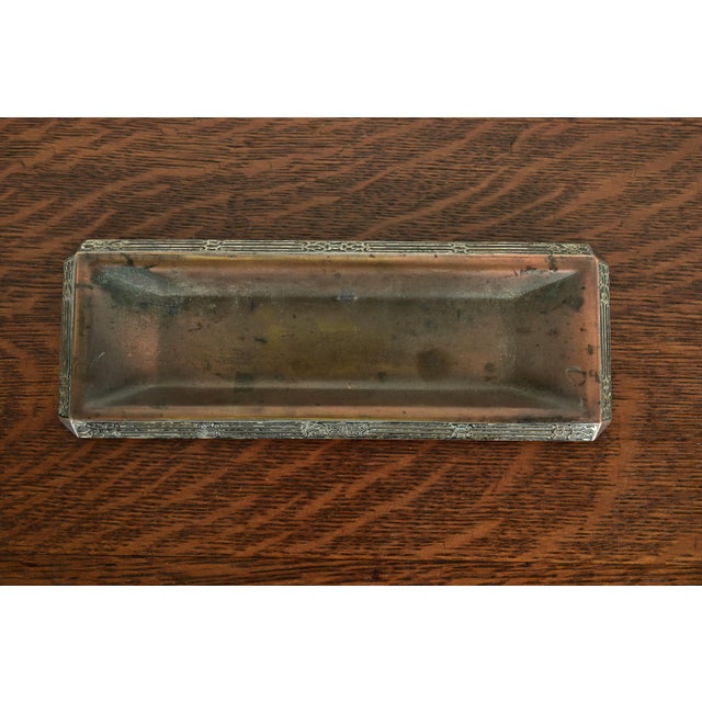 Early 20th Century Heintz Arts & Crafts Sterling Silver on Bronze Pen Tray For Sale - Image 5 of 10