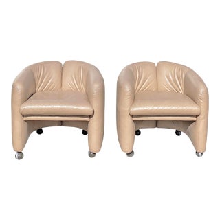 Eugenio Gerli for Tecno “Series 142” Leather Arm Chairs - a Pair For Sale