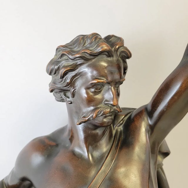 Victorian Elkington & Co. 32" Bronze Warrior King Statue Sculpture, C. 1860–1880 For Sale - Image 9 of 18