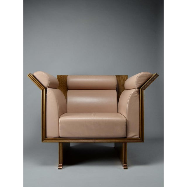 Postmodern Neo Eclectic Wood and Leather Lounge Chair from Busnelli, 1983 For Sale - Image 4 of 15