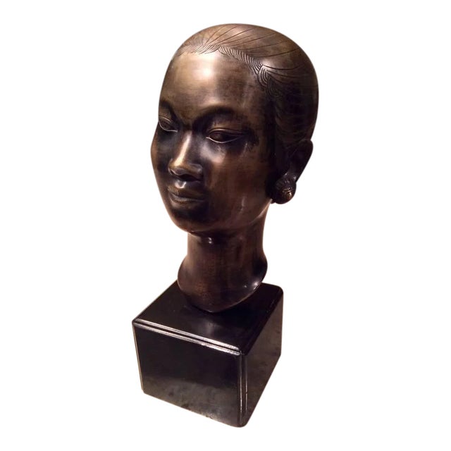 Marc Laguey Asian Bronze Bust of a Woman For Sale