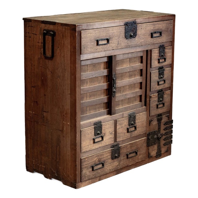Antique Japanese Paulownia Wood Merchant Chest For Sale
