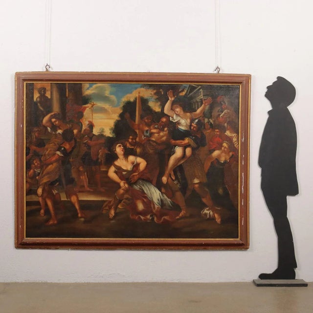Roman School Artist, The Abduction of the Sabine Women, 1600s, Oil on Canvas For Sale - Image 3 of 13