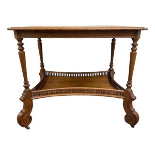 Antique Victorian Eastlake Solid Oak Hall Table Console Table Library Table For Sale