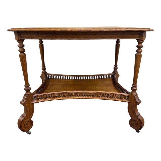 Antique Victorian Eastlake Solid Oak Hall Table Console Table Library Table For Sale
