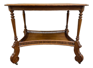 Antique Victorian Eastlake Solid Oak Hall Table Console Table Library Table