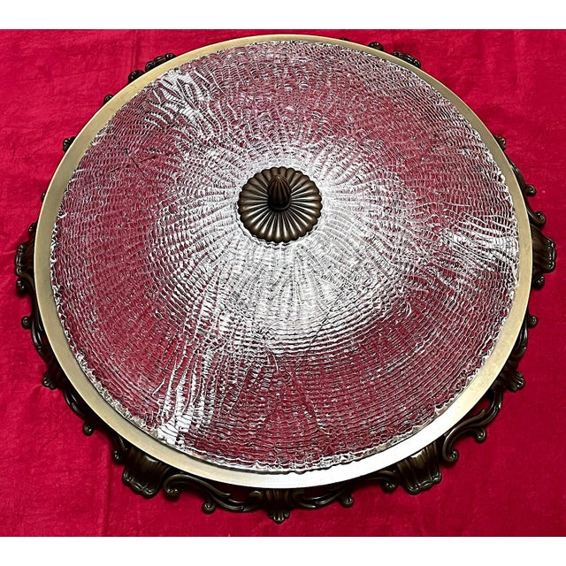 Vintage Plafonnier Ceiling Lamp in Bronze and Brass from Kaiser-Leuchten, 1940s For Sale - Image 9 of 9