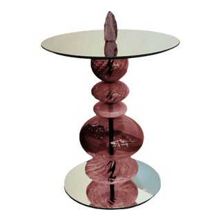 Abacus Glass Tea Table by the Drawing Room Atl in Finish Merlot - Size: Tall / Gueridon - Modern Sofa Table in Colorful Red Glass For Sale