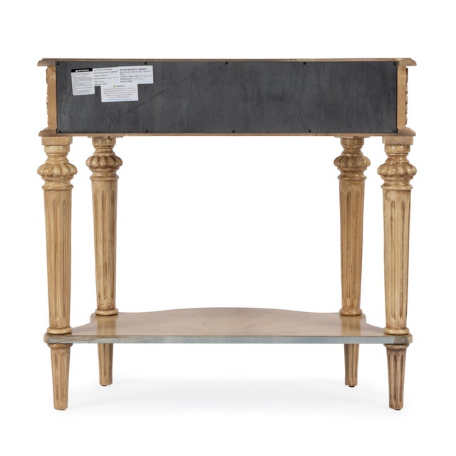 Wood Halifax 34 in. W Demilune Wood 1 Drawer Console Table with Open Lower Shelf, Antique Beige For Sale - Image 7 of 9
