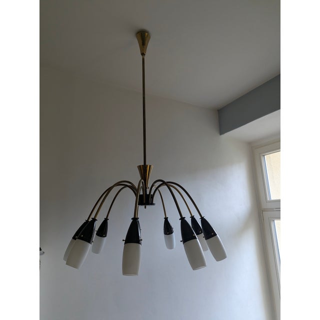A so-called "sputnik" ceiling chandelier from the gdr (german democratic republic) by the manufacturer lbl, veb...