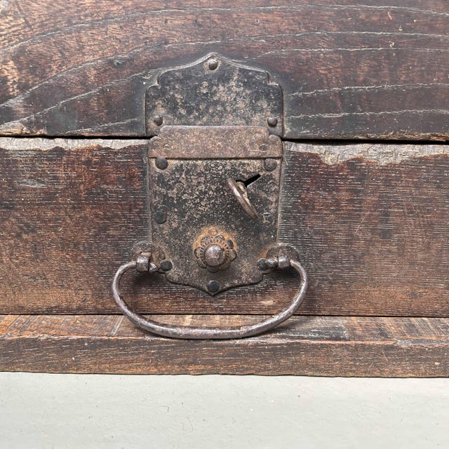 Beautiful wooden Zenibako offering box with metal fittings, Meiji period, Japan. The top features a slot for depositing...