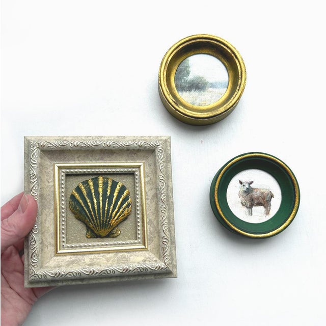 Set of 3 Miniature Framed Oil Paintings Vintage Frames Tiny Decor Wall Art For Sale - Image 6 of 11