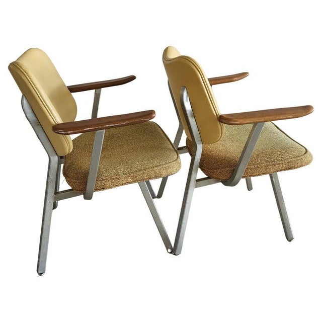 Mid-Century Modern 1960s Donald Deskey Streamline Style Armchairs Royal Metal For Sale - Image 3 of 11