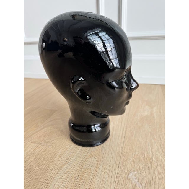 Black Vintage German Modernist Black Glass Mannequin Head, C. 1960s–1970s For Sale - Image 8 of 10