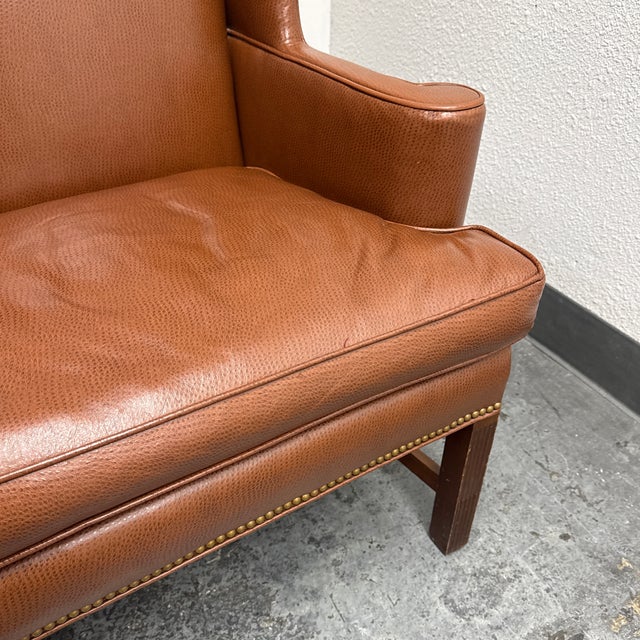 Bespoke Leather Wingback Armchairs, Pair For Sale - Image 9 of 12