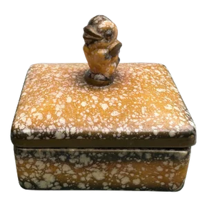 1970s Small Ceramic Box With Bird Top