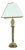Pine Cone Top Brass Column Lamp W. Shade For Sale