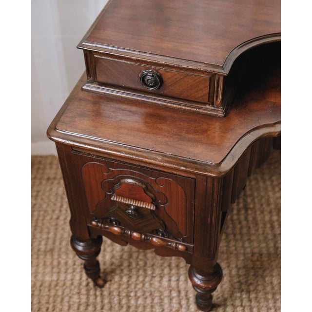 Wood Antique Jacobean Vanity Desk For Sale - Image 7 of 18
