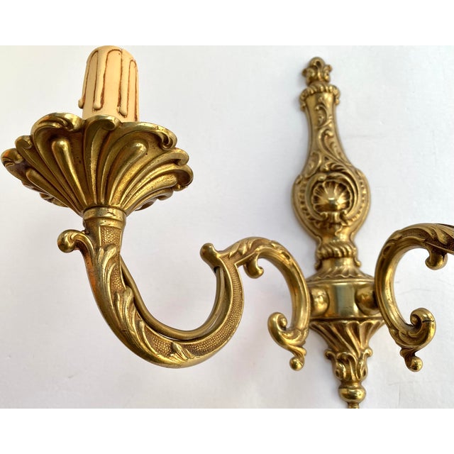 Vintage Gilt Bronze Wall Sconce in Candelabra Design, France, 1960s For Sale - Image 6 of 7