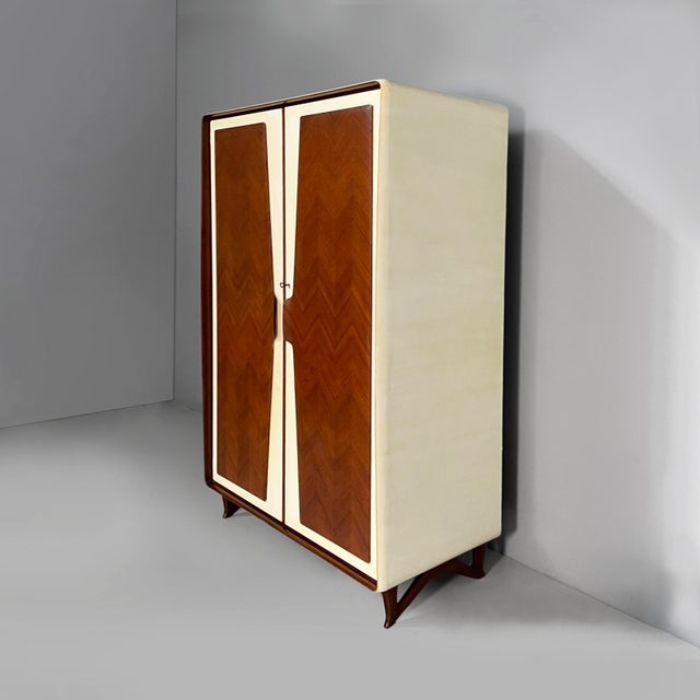 Art Deco Italian Wood and White Wood Wardrobe, 1940s For Sale - Image 4 of 18
