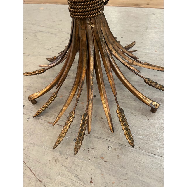 Metal Hollywood Regency Gilt Metal Wheat Sheaf End Tables- A Pair For Sale - Image 7 of 10