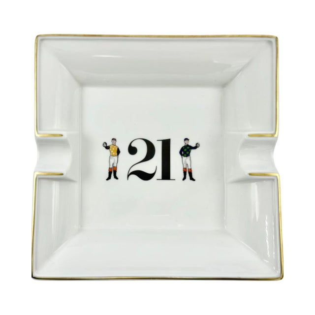 Vintage the 21 Club Nyc Restaurant Equestrian Jockey Porcelain Ashtray For Sale - Image 11 of 11