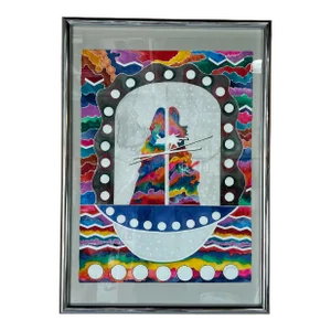 80's D. Burton " Dazzled at Coyote Pass " Native American Watercolor Painting, Framed