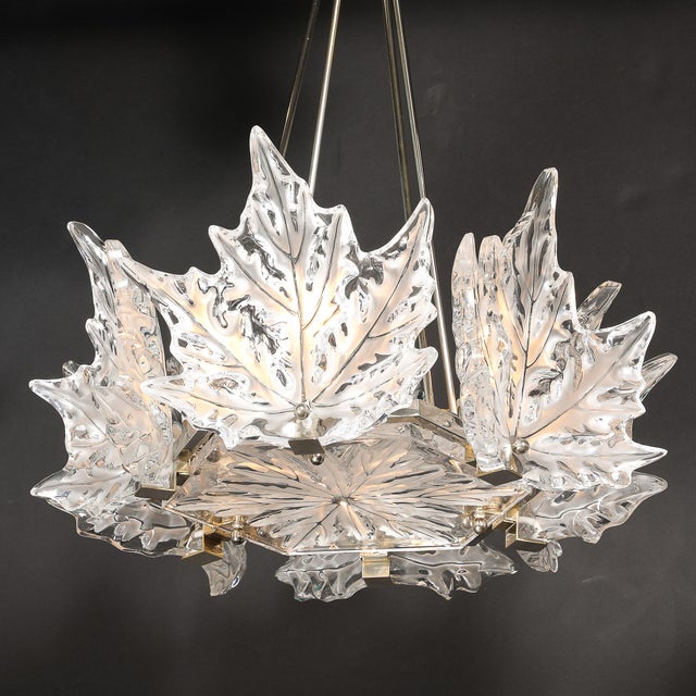 Mid-Century "Champs Élysées" Frosted Crystal Chandelier Signed René Lalique For Sale - Image 17 of 18