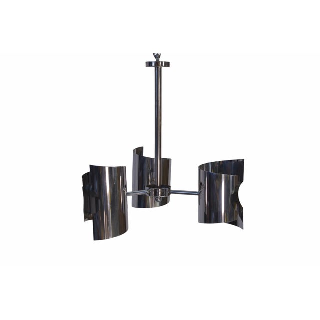 Metal Vintage Chrome Steel Pendant Light, 1970s For Sale - Image 7 of 12